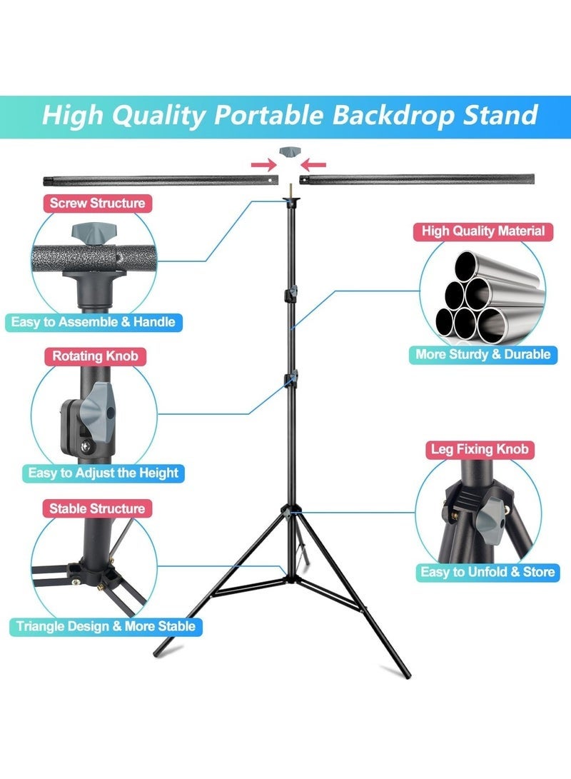 Arabest Background for Photography Backdrop Kit with Stand 200 x 200 cm Portable White Screen Backdrop with Stand kit Background with Stand Carrying Bag Clamp for Streaming Video Zoom Screen Photo Background for Photography Studio - Image 5